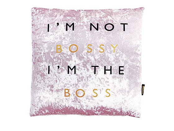 A Pink Bossy Velvet Pillow from Ankit