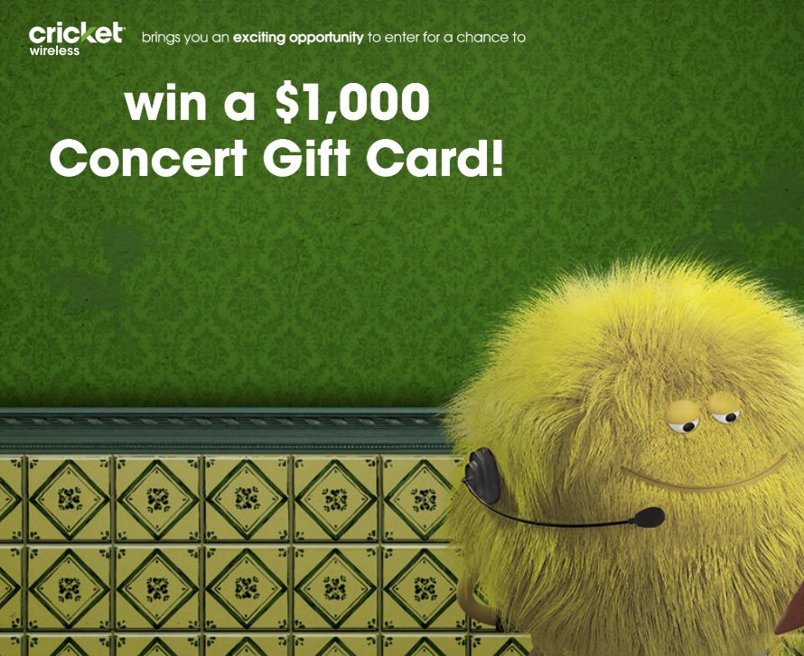 Cricket Concert Gift Card Sweepstakes