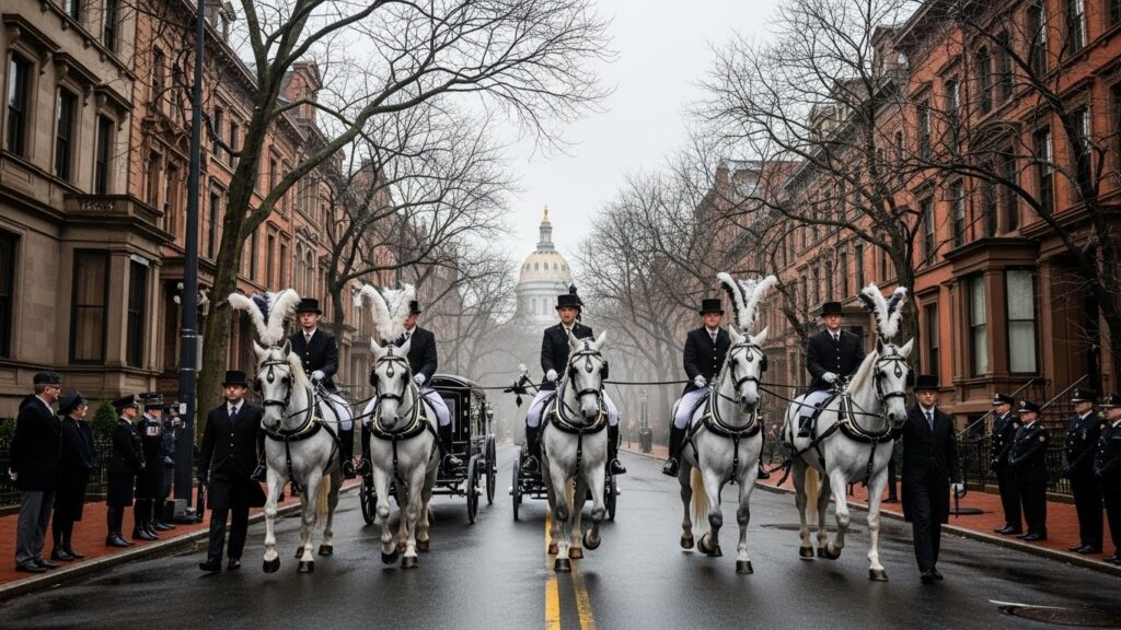 White horses with horse to carry casket in albany ny: A Touching Farewell